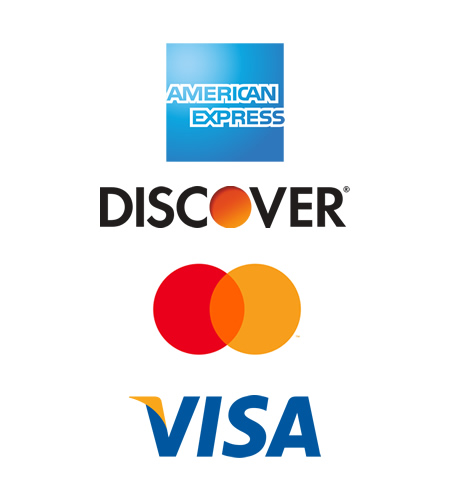 American Express, Discover, Mastercard, Visa