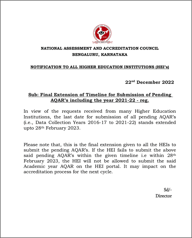 NAAC Extension Notice